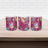 Hawaiian Turtles and Tropical Plants Ceramic Mug Pink Watercolor LT03 - Polynesian Pride