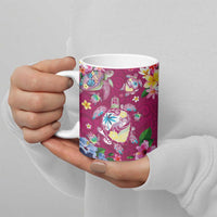 Hawaiian Turtles and Tropical Plants Ceramic Mug Pink Watercolor LT03 - Polynesian Pride