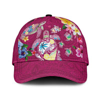 Hawaiian Turtles and Tropical Plants Classic Cap Pink Watercolor LT03 Universal Fit Pink - Polynesian Pride