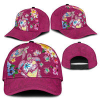 Hawaiian Turtles and Tropical Plants Classic Cap Pink Watercolor