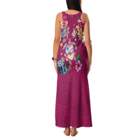 Hawaiian Turtles and Tropical Plants Family Matching Tank Maxi Dress and Hawaiian Shirt Pink Watercolor