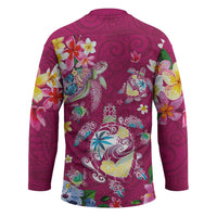 Hawaiian Turtles and Tropical Plants Hockey Jersey Pink Watercolor LT03 - Polynesian Pride
