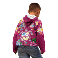 Hawaiian Turtles and Tropical Plants Kid Hoodie Pink Watercolor LT03 - Polynesian Pride