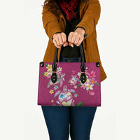 Hawaiian Turtles and Tropical Plants Leather Bag Pink Watercolor LT03 - Polynesian Pride