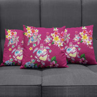 Hawaiian Turtles and Tropical Plants Pillow Cover Pink Watercolor LT03 - Polynesian Pride