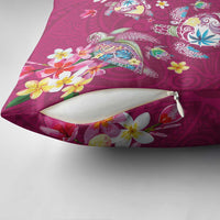 Hawaiian Turtles and Tropical Plants Pillow Cover Pink Watercolor LT03 - Polynesian Pride