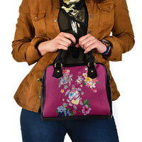 Hawaiian Turtles and Tropical Plants Shoulder Handbag Pink Watercolor LT03 - Polynesian Pride
