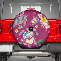 Hawaiian Turtles and Tropical Plants Spare Tire Cover Pink Watercolor LT03 - Polynesian Pride