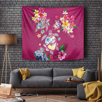 Hawaiian Turtles and Tropical Plants Tapestry Pink Watercolor LT03 Pink - Polynesian Pride