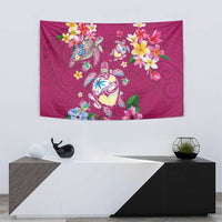 Hawaiian Turtles and Tropical Plants Tapestry Pink Watercolor LT03 - Polynesian Pride