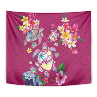Hawaiian Turtles and Tropical Plants Tapestry Pink Watercolor LT03 - Polynesian Pride