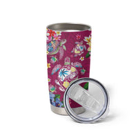 Hawaiian Turtles and Tropical Plants Tumbler Cup Pink Watercolor LT03 - Polynesian Pride