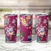 Hawaiian Turtles and Tropical Plants Tumbler Cup Pink Watercolor LT03 - Polynesian Pride