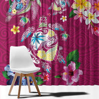 Hawaiian Turtles and Tropical Plants Window Curtain Pink Watercolor LT03 - Polynesian Pride