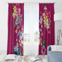 Hawaiian Turtles and Tropical Plants Window Curtain Pink Watercolor LT03 - Polynesian Pride