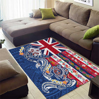 Hawaiian Manta Ray and Turtle Tribal Tattoo Area Rug With Hawaii Flag and Flowers