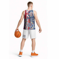 Hawaiian Manta Ray and Turtle Tribal Tattoo Basketball Jersey With Hawaii Flag and Flowers