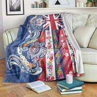 Hawaiian Manta Ray and Turtle Tribal Tattoo Blanket With Hawaii Flag and Flowers LT03 Multicolor - Polynesian Pride