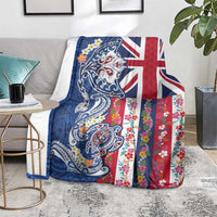 Hawaiian Manta Ray and Turtle Tribal Tattoo Blanket With Hawaii Flag and Flowers LT03 - Polynesian Pride