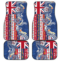Hawaiian Manta Ray and Turtle Tribal Tattoo Car Mats With Hawaii Flag and Flowers LT03 - Polynesian Pride