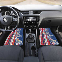 Hawaiian Manta Ray and Turtle Tribal Tattoo Car Mats With Hawaii Flag and Flowers LT03 Set 2pcs - Front Multicolor - Polynesian Pride