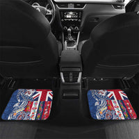 Hawaiian Manta Ray and Turtle Tribal Tattoo Car Mats With Hawaii Flag and Flowers LT03 Set 2pcs - Back Multicolor - Polynesian Pride