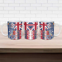 Hawaiian Manta Ray and Turtle Tribal Tattoo Ceramic Mug With Hawaii Flag and Flowers LT03 - Polynesian Pride