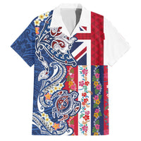 Hawaiian Manta Ray and Turtle Tribal Tattoo Family Matching Mermaid Dress and Hawaiian Shirt With Hawaii Flag and Flowers
