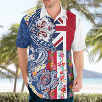 Hawaiian Manta Ray and Turtle Tribal Tattoo Hawaiian Shirt With Hawaii Flag and Flowers