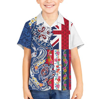 Hawaiian Manta Ray and Turtle Tribal Tattoo Hawaiian Shirt With Hawaii Flag and Flowers