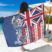 Hawaiian Manta Ray and Turtle Tribal Tattoo Sarong With Hawaii Flag and Flowers LT03 One Size 44 x 66 inches Multicolor - Polynesian Pride