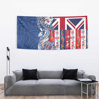 Hawaiian Manta Ray and Turtle Tribal Tattoo Tapestry With Hawaii Flag and Flowers LT03 - Polynesian Pride