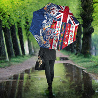 Hawaiian Manta Ray and Turtle Tribal Tattoo Umbrella With Hawaii Flag and Flowers