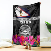Personalized American Samoa Flag Day Blanket Tanoa and Fue mix Hibiscus Flower Polynesian Pattern LT03 - Polynesian Pride