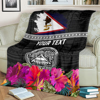 Personalized American Samoa Flag Day Blanket Tanoa and Fue mix Hibiscus Flower Polynesian Pattern LT03 - Polynesian Pride