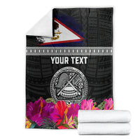 Personalized American Samoa Flag Day Blanket Tanoa and Fue mix Hibiscus Flower Polynesian Pattern LT03 - Polynesian Pride