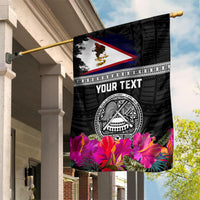 Personalized American Samoa Flag Day Garden Flag Tanoa and Fue mix Hibiscus Flower Polynesian Pattern LT03 House Flag Black - Polynesian Pride