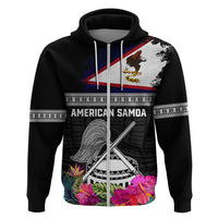 Personalized American Samoa Flag Day Hoodie Tanoa and Fue mix Hibiscus Flower Polynesian Pattern LT03 Zip Hoodie Black - Polynesian Pride
