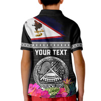 Personalized American Samoa Flag Day Kid Polo Shirt Tanoa and Fue mix Hibiscus Flower Polynesian Pattern