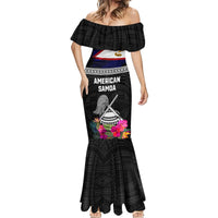 Personalized American Samoa Flag Day Mermaid Dress Tanoa and Fue mix Hibiscus Flower Polynesian Pattern