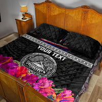 Personalized American Samoa Flag Day Quilt Bed Set Tanoa and Fue mix Hibiscus Flower Polynesian Pattern LT03 - Polynesian Pride