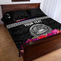 Personalized American Samoa Flag Day Quilt Bed Set Tanoa and Fue mix Hibiscus Flower Polynesian Pattern LT03 - Polynesian Pride