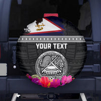 Personalized American Samoa Flag Day Spare Tire Cover Tanoa and Fue mix Hibiscus Flower Polynesian Pattern