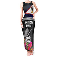 Personalized American Samoa Flag Day Tank Maxi Dress Tanoa and Fue mix Hibiscus Flower Polynesian Pattern LT03 Women Black - Polynesian Pride