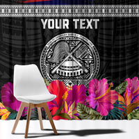 Personalized American Samoa Flag Day Window Curtain Tanoa and Fue mix Hibiscus Flower Polynesian Pattern LT03 - Polynesian Pride