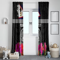 Personalized American Samoa Flag Day Window Curtain Tanoa and Fue mix Hibiscus Flower Polynesian Pattern LT03 - Polynesian Pride