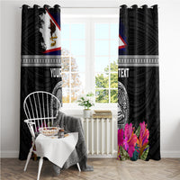 Personalized American Samoa Flag Day Window Curtain Tanoa and Fue mix Hibiscus Flower Polynesian Pattern LT03 - Polynesian Pride