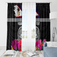 Personalized American Samoa Flag Day Window Curtain Tanoa and Fue mix Hibiscus Flower Polynesian Pattern LT03 - Polynesian Pride