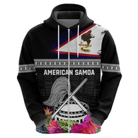 Personalized American Samoa Flag Day Zip Hoodie Tanoa and Fue mix Hibiscus Flower Polynesian Pattern