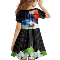 Philippines Independence Day Kid Short Sleeve Dress Philippines Eagle and Sampaguita Jasmine Yakan Tribal LT03 - Polynesian Pride